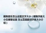 酷狗音乐怎么设置文字大小（酷狗字体大小在哪里设置 怎么设置歌词字体大小介绍）