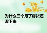 为什么三个月了房贷还没下来