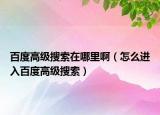 百度高级搜索在哪里啊（怎么进入百度高级搜索）