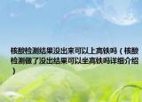 核酸检测结果没出来可以上高铁吗（核酸检测做了没出结果可以坐高铁吗详细介绍）