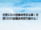 交管12123自编选号怎么编（交管12123自编选号技巧是什么）