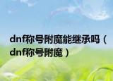 dnf称号附魔能继承吗（dnf称号附魔）