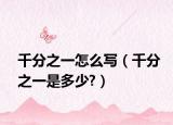 千分之一怎么写（千分之一是多少?）