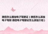 微信怎么增加电子驾驶证（微信怎么添加电子驾照 微信电子驾驶证怎么添加介绍）