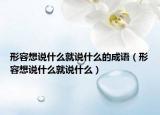形容想说什么就说什么的成语（形容想说什么就说什么）