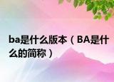 ba是什么版本（BA是什么的简称）