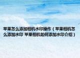 苹果怎么添加相机水印操作（苹果相机怎么添加水印 苹果相机如何添加水印介绍）