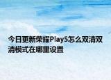 今日更新荣耀Play5怎么双清双清模式在哪里设置