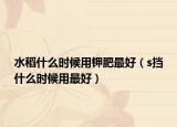 水稻什么时候用钾肥最好（s挡什么时候用最好）