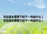 无边落木萧萧下的下一句是什么（无边落木萧萧下的下一句是什么）