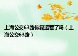 上海公交63路恢复运营了吗（上海公交63路）