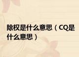 除权是什么意思（CQ是什么意思）