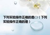 下列实验操作正确的是( )（下列实验操作正确的是）