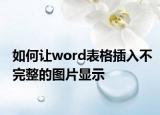 如何让word表格插入不完整的图片显示