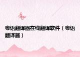 粤语翻译器在线翻译软件（粤语翻译器）