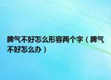 脾气不好怎么形容两个字（脾气不好怎么办）