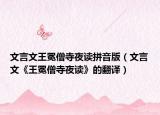 文言文王冕僧寺夜读拼音版（文言文《王冕僧寺夜读》的翻译）