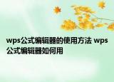 wps公式编辑器的使用方法 wps公式编辑器如何用
