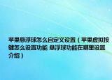 苹果悬浮球怎么自定义设置（苹果虚拟按键怎么设置功能 悬浮球功能在哪里设置介绍）