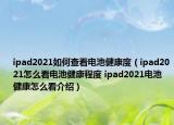 ipad2021如何查看电池健康度（ipad2021怎么看电池健康程度 ipad2021电池健康怎么看介绍）