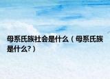 母系氏族社会是什么（母系氏族是什么?）
