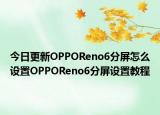 今日更新OPPOReno6分屏怎么设置OPPOReno6分屏设置教程