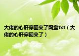 大佬的心肝穿回来了网盘txt（大佬的心肝穿回来了）