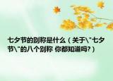 七夕节的别称是什么（关于