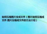 如何压缩图片变成文件（图片如何压缩成文件 图片压缩成文件的方法介绍）