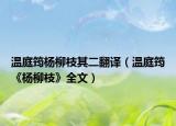 温庭筠杨柳枝其二翻译（温庭筠《杨柳枝》全文）