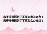 房子摇号摇到了不买定金怎么办（房子摇号摇到了不买怎么办介绍）
