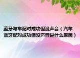 蓝牙与车配对成功但没声音（汽车蓝牙配对成功但没声音是什么原因）