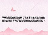 苹果如何给应用加密码（苹果手机设置应用加密码怎么设置 苹果手机如何设置应用加密码介绍）
