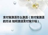 支付宝激活怎么激活（支付宝激活的方法 如何激活支付宝介绍）
