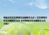 电脑文件正在使用无法删除怎么办（正在使用文件无法删除怎么办 文件使用中无法删除怎么办介绍）