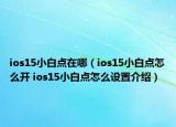 ios15小白点在哪（ios15小白点怎么开 ios15小白点怎么设置介绍）
