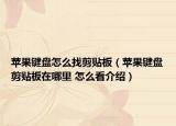 苹果键盘怎么找剪贴板（苹果键盘剪贴板在哪里 怎么看介绍）