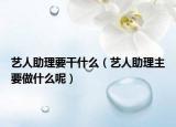 艺人助理要干什么（艺人助理主要做什么呢）