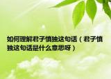 如何理解君子慎独这句话（君子慎独这句话是什么意思呀）
