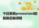 今日更新pressurized的前缀后缀词根