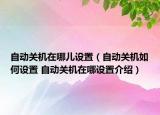 自动关机在哪儿设置（自动关机如何设置 自动关机在哪设置介绍）