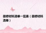 装修材料清单一览表（装修材料清单）