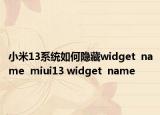 小米13系统如何隐藏widget  name  miui13 widget  name