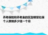 养老保险和养老金的区别哪里社保个人缴纳多少钱一个月