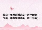又是一年春来到这是一首什么诗（又是一年春来到这是一首什么诗）