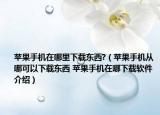 苹果手机在哪里下载东西?（苹果手机从哪可以下载东西 苹果手机在哪下载软件介绍）