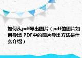 如何从pdf导出图片（pdf的图片如何导出 PDF中的图片导出方法是什么介绍）