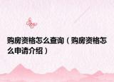购房资格怎么查询（购房资格怎么申请介绍）