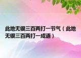此地无银三百两打一节气（此地无银三百两打一成语）