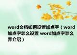 word文档如何设置加点字（word加点字怎么设置 word加点字怎么弄介绍）